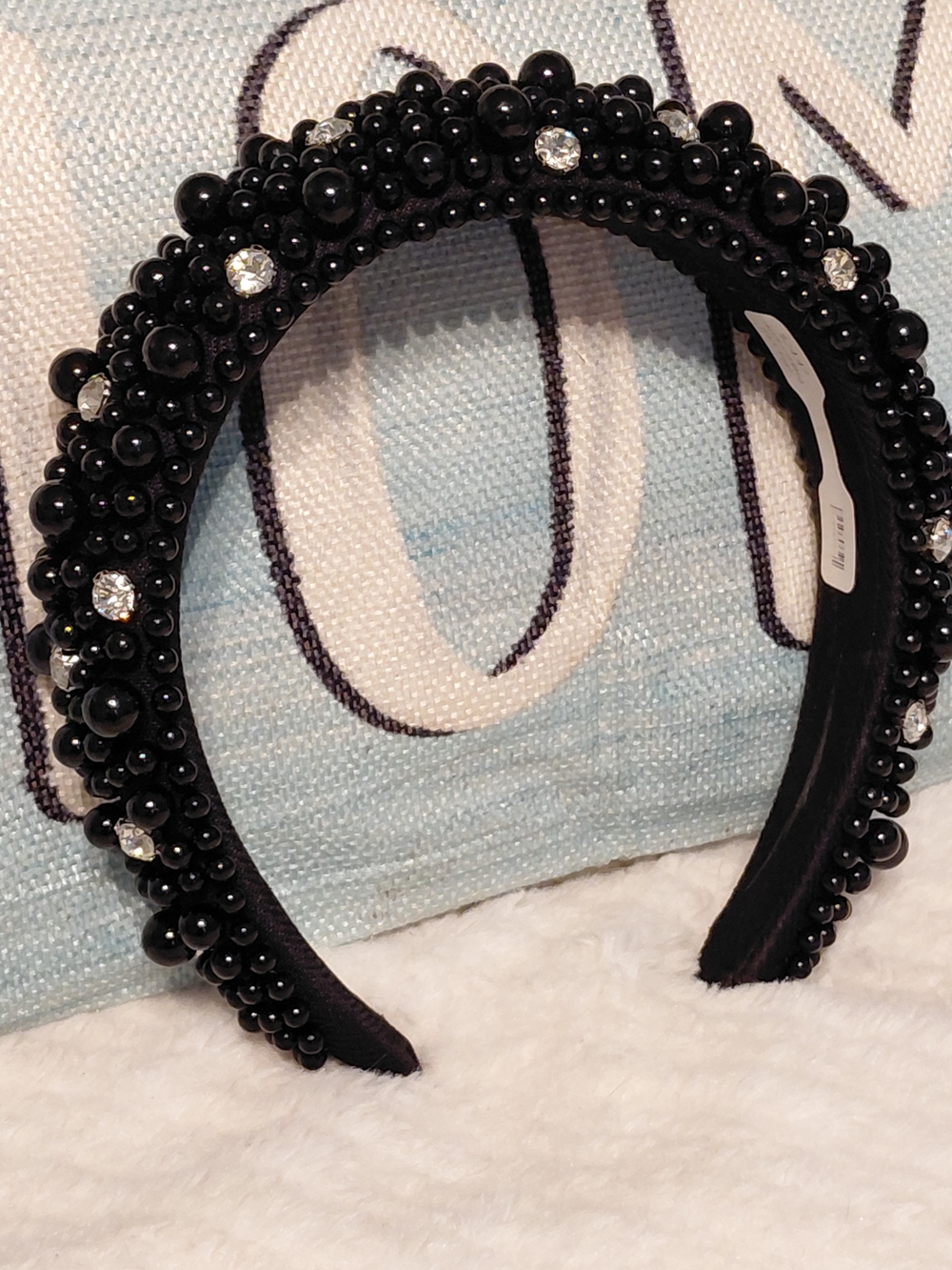 Beaded Black Crystal Headband - Women Accessories